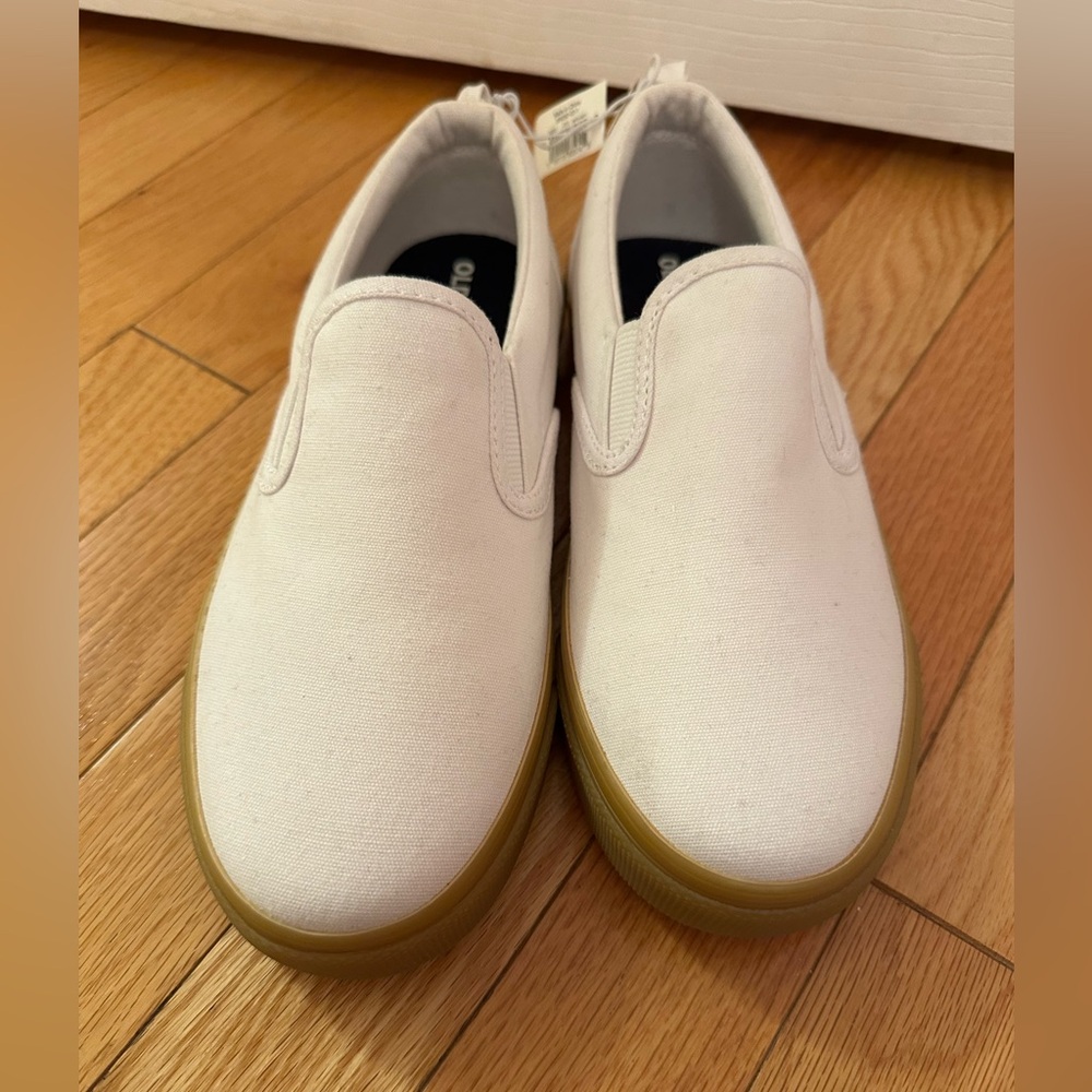 Boys White Slip-On Canvas Sneakers NWT